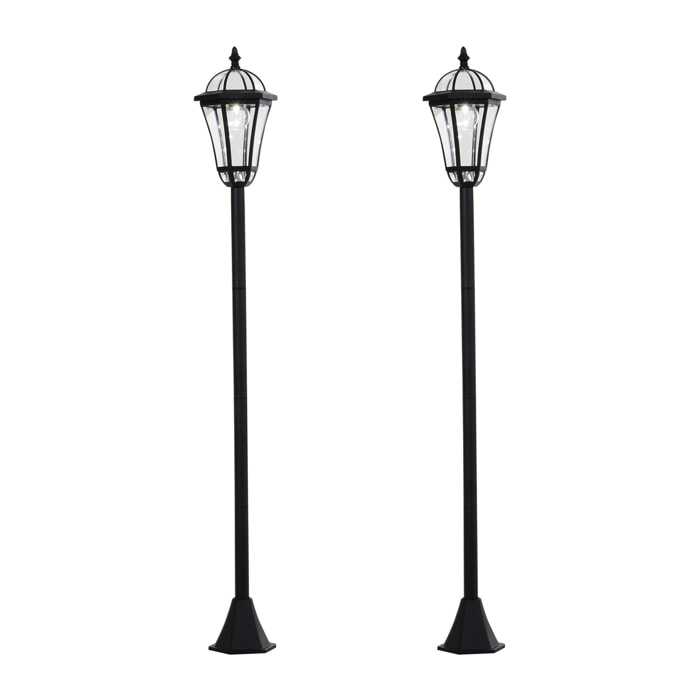 Lot de 2 luminaires extérieurs solaires lampadaires lanternes classiques LED 15 Lm Ø 18,5 x 129H cm noir