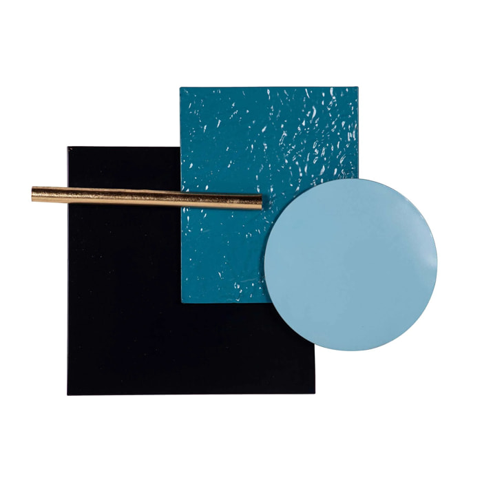 Adorno Pared Metal Azul Negro 74x6x58 Cm