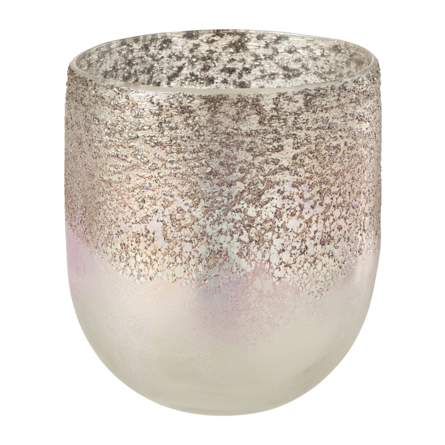 J-Line photophore Milano - verre - gris/rose - large