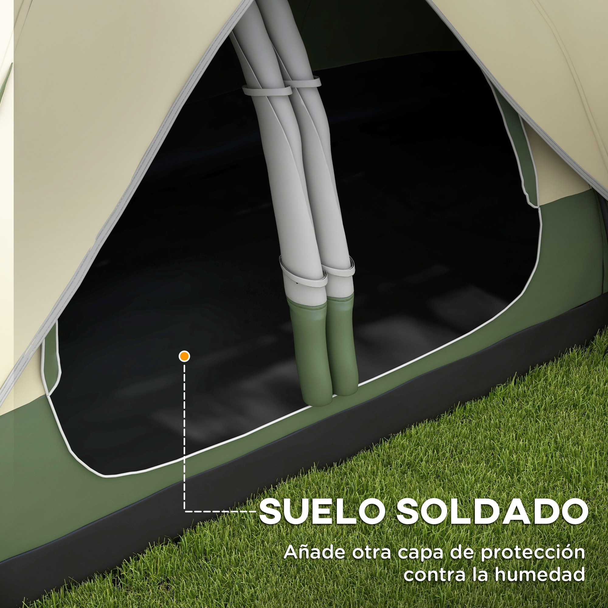Tienda de Campaña Familiar para 6-8 Personas Tienda de Camping Plegable con 2 Habitaciones y Bolsa de Transporte Impermeable para Senderismo 450x215x180 cm Verde Oliva y Marrón Claro