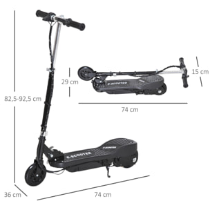 Trottinette électrique pliable enfant 7-14 ans - hauteur réglable - 120W 24V max. 12 Km/h - métal PP noir