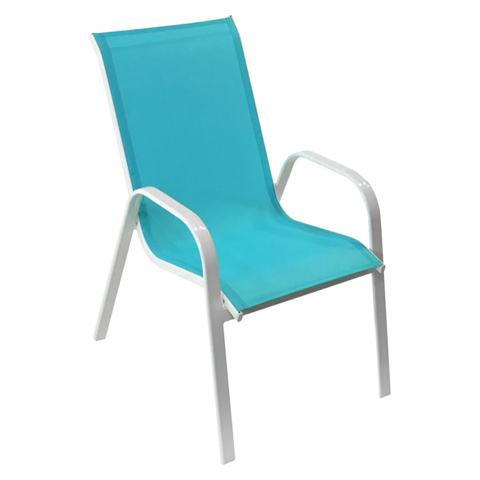 Lot de 6 chaises MARBELLA en textilène bleu - aluminium blanc