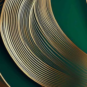 Affiche encadrée abstraite lignes dorées vert profond Affiche + cadre en métal - Noir