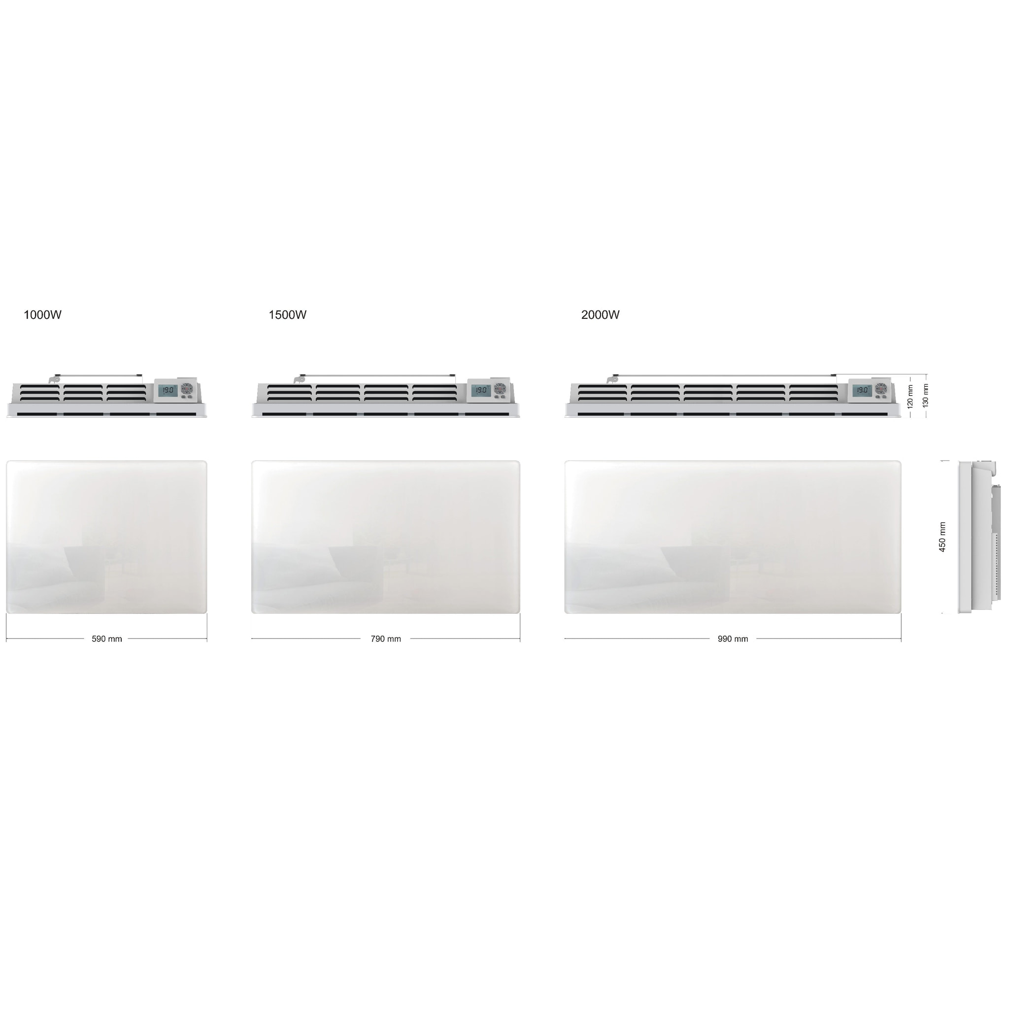 Radiateur électrique céramique GLASS blanc 2000W