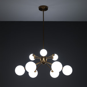Suspension Tomasucci LUCKY, en acier et verre, blanc