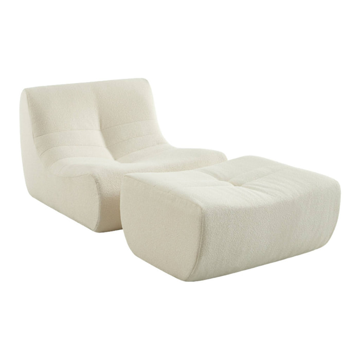 Chauffeuse bouclette texturée 1 place avec repose pieds SOKOL