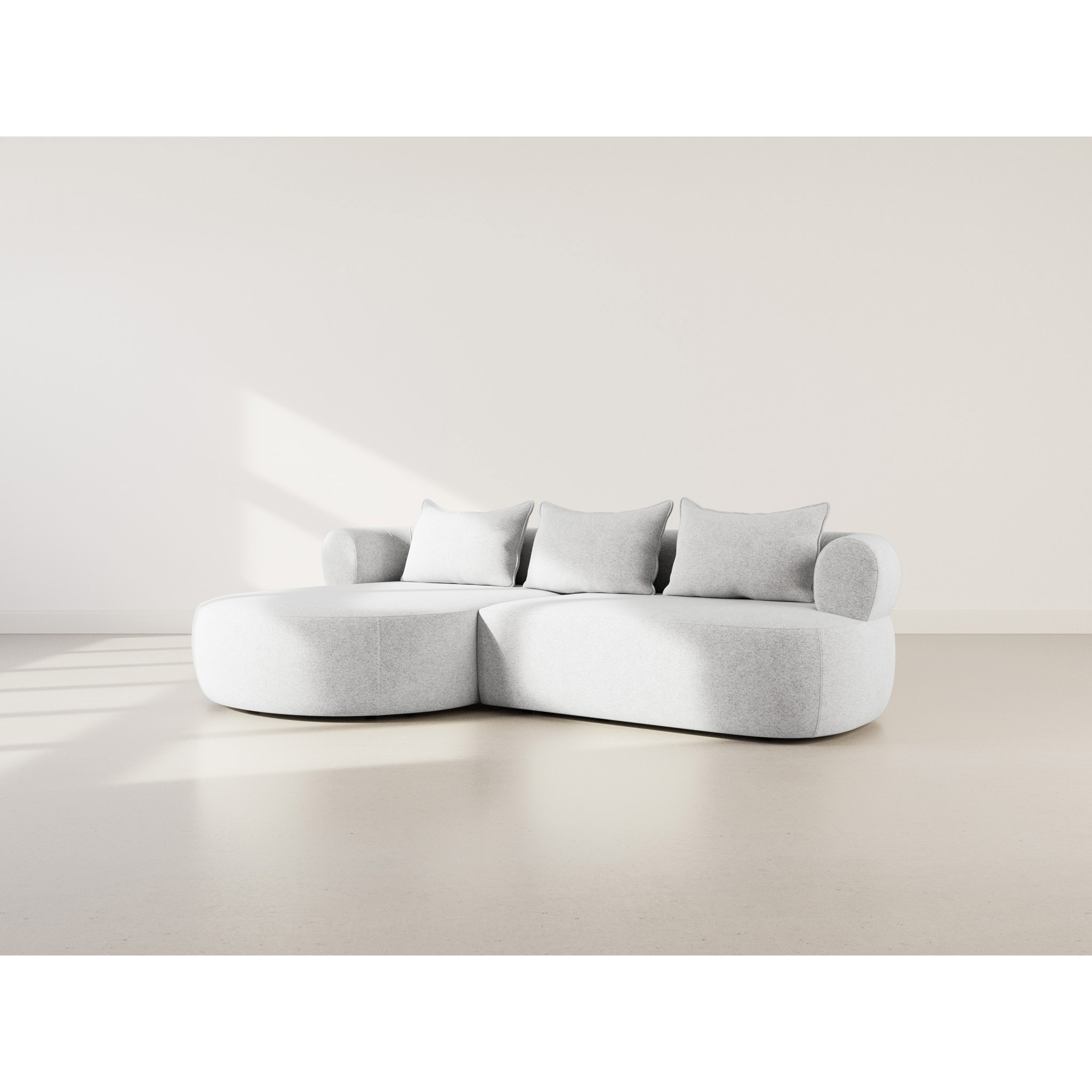 Angela - canapé d'angle gauche 4 places en velours texturé - Gris clair