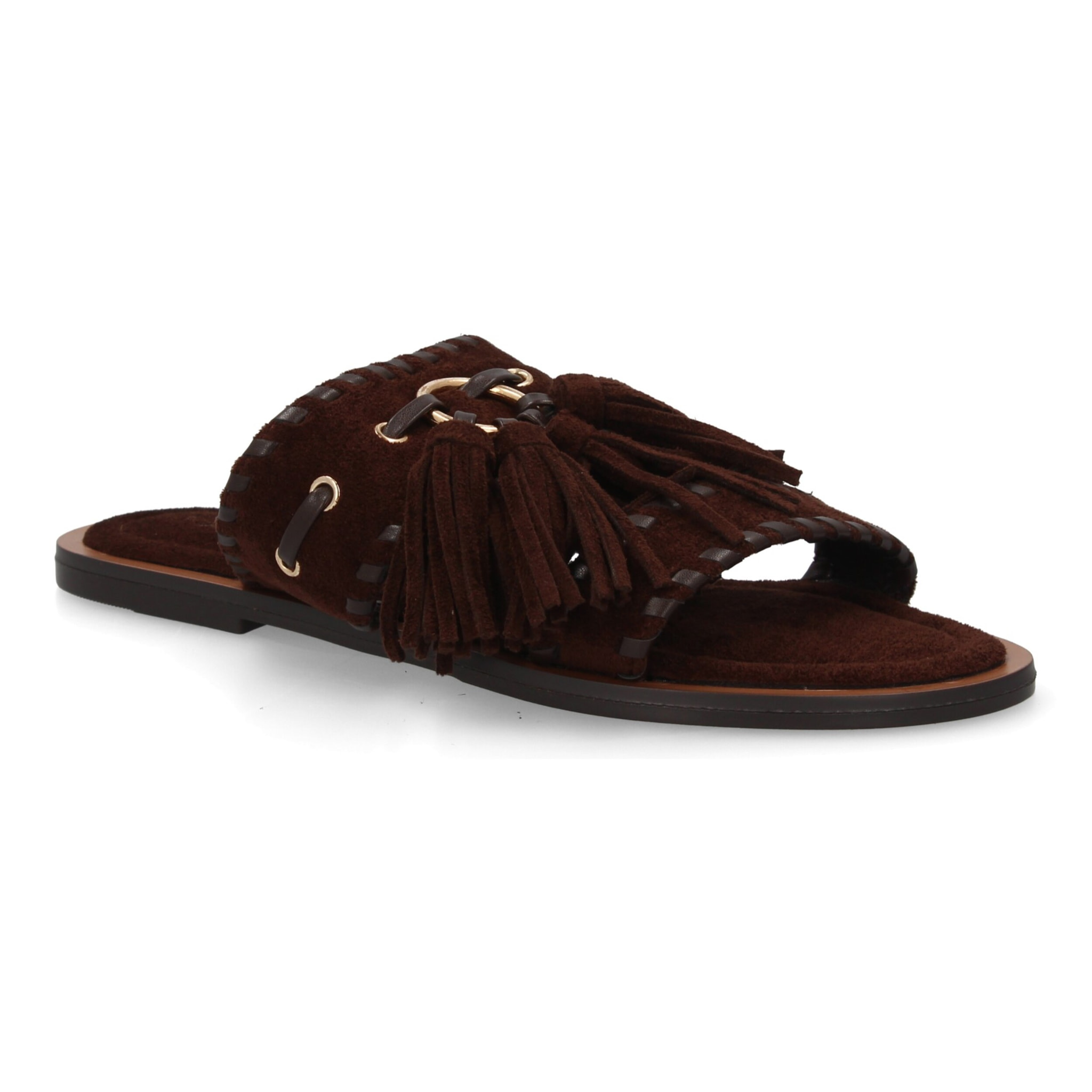 Sandalia pala mujer estilo boho con flecos