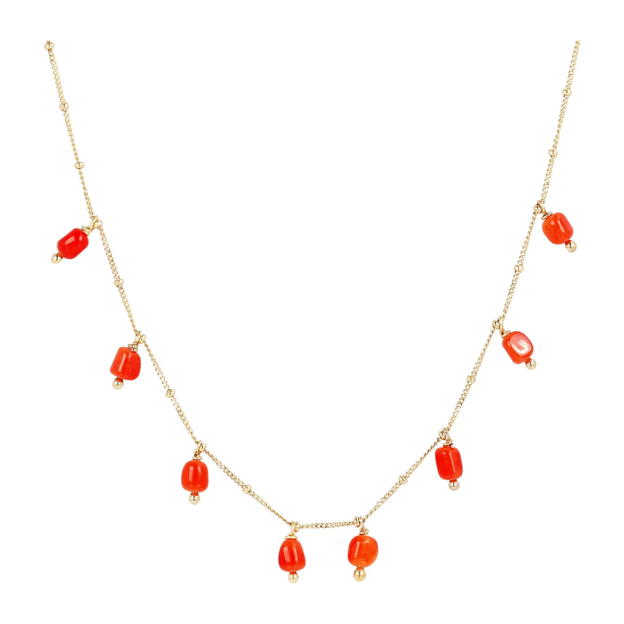 Collana in Argento 925 Placcata Oro Giallo 18kt con Ciondoli in Pietra Naturale Agata Bianca