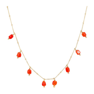 Collana in Argento 925 Placcata Oro Giallo 18kt con Ciondoli in Pietra Naturale Agata Bianca