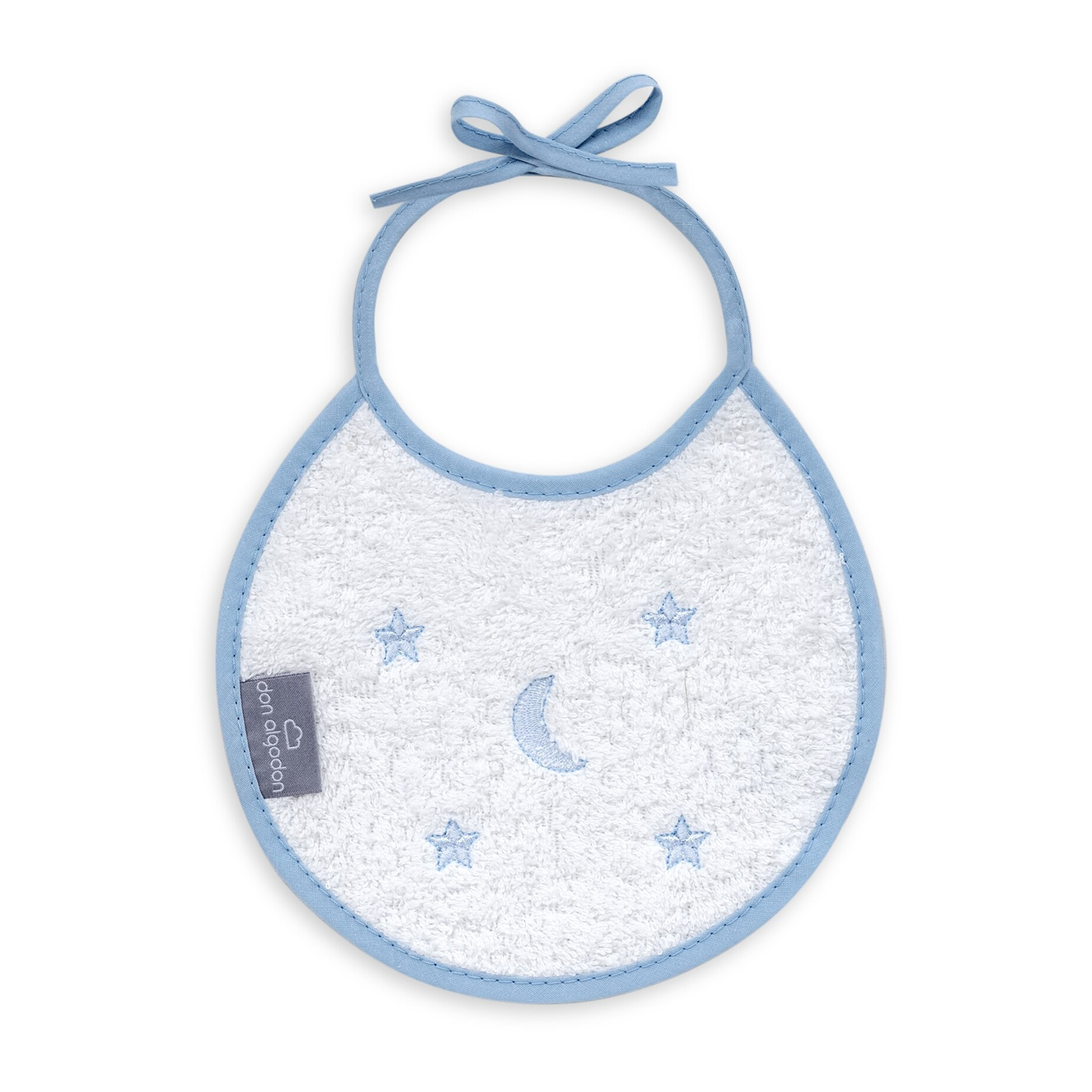 Pack 2 Baberos Don Algodon 20X20 Modelo Estrellas Luna Bco/Azul