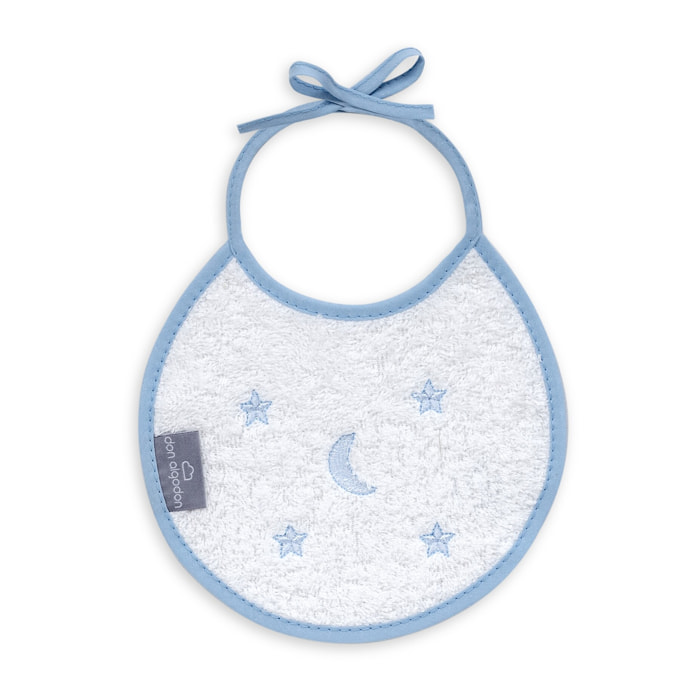 Pack 2 Baberos Don Algodon 20X20 Modelo Estrellas Luna Bco/Azul