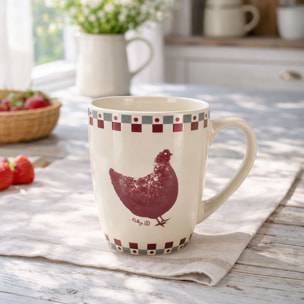 Lot de 6 mugs 38cl en grès avec décor campagne GALLINA