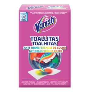 Toallitas antitransferencia de color para la ropa Vanish Gold (2x 32 unidades)