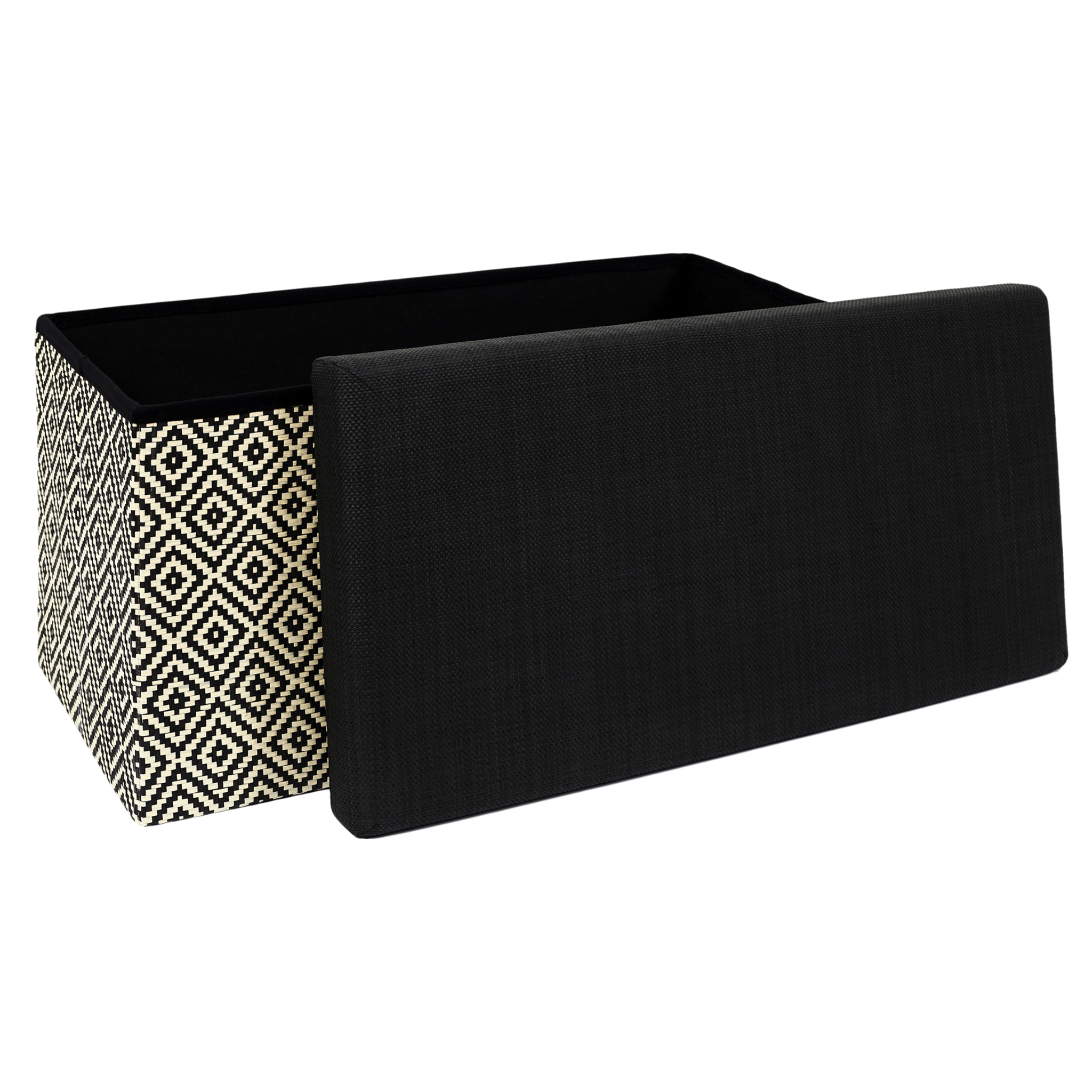 Coffre Banc Pliable Tresse Noir