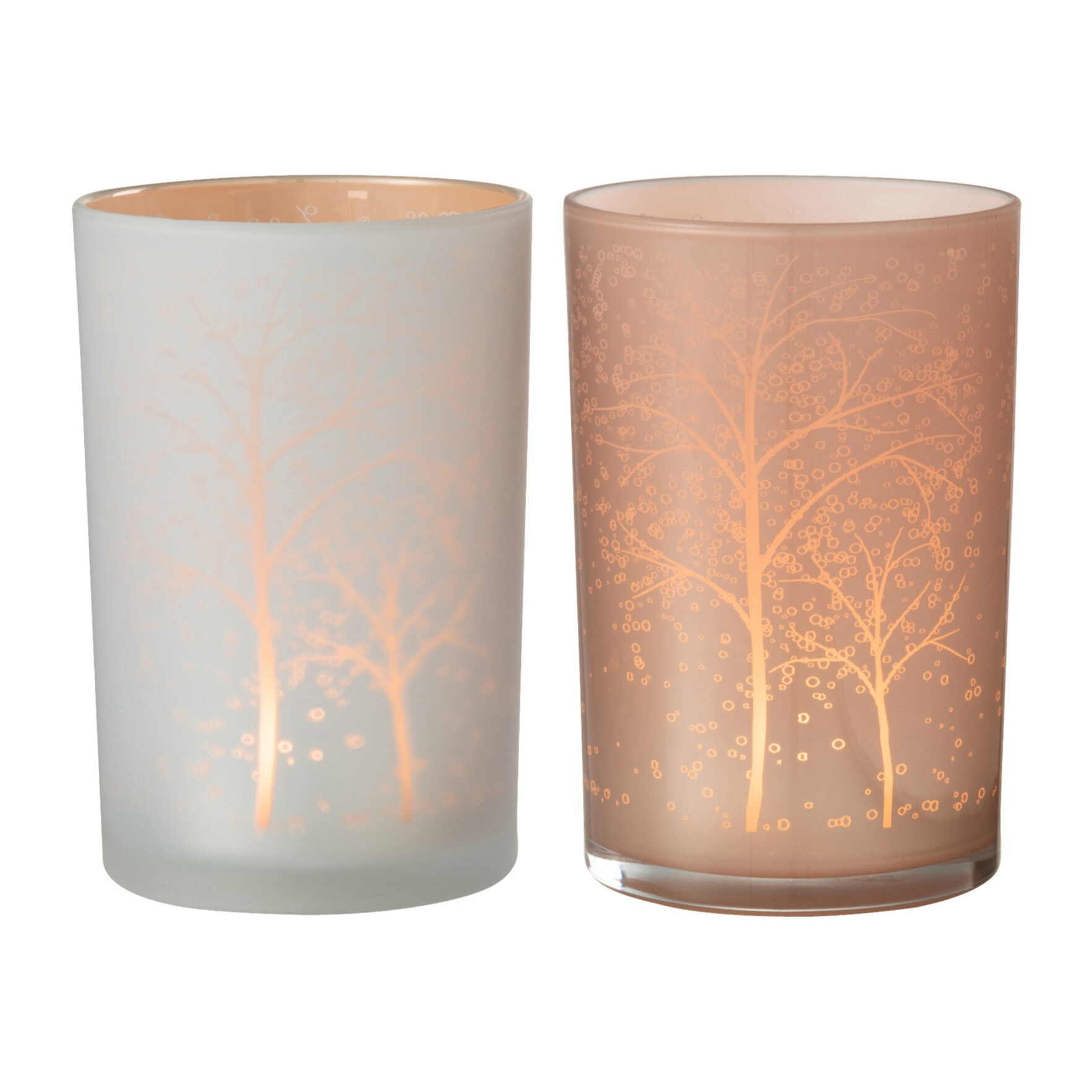 J-Line photophore Arbre - verre - blanc/saumon - large - 2 pcs