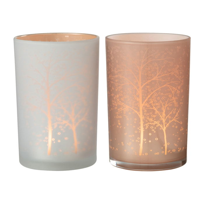 J-Line photophore Arbre - verre - blanc/saumon - large - 2 pcs