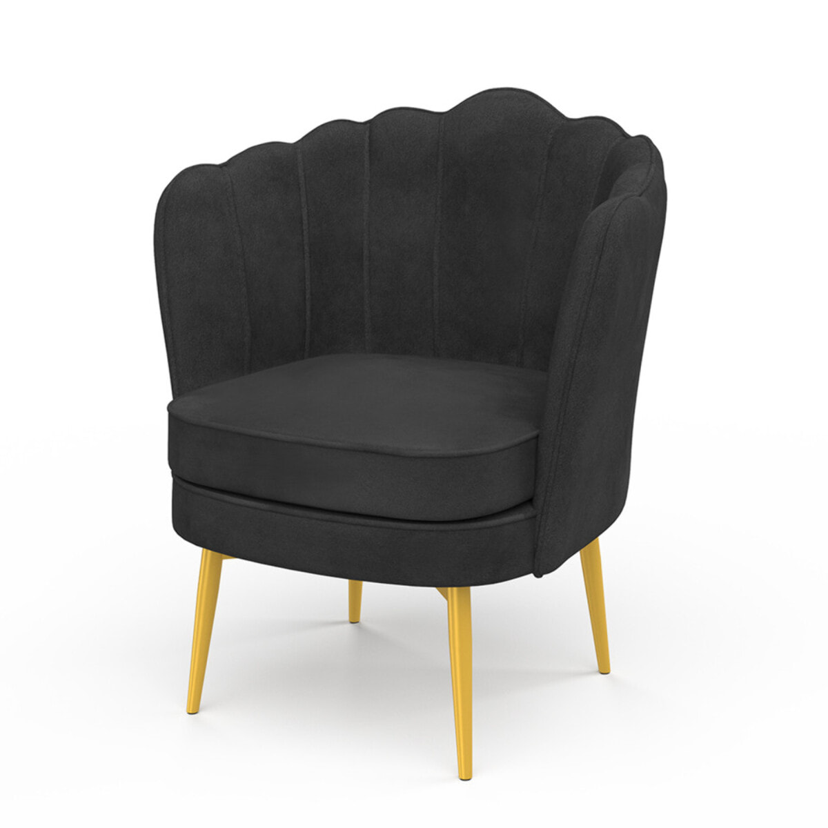 Fauteuil Arielle - Gris foncé / pied doré