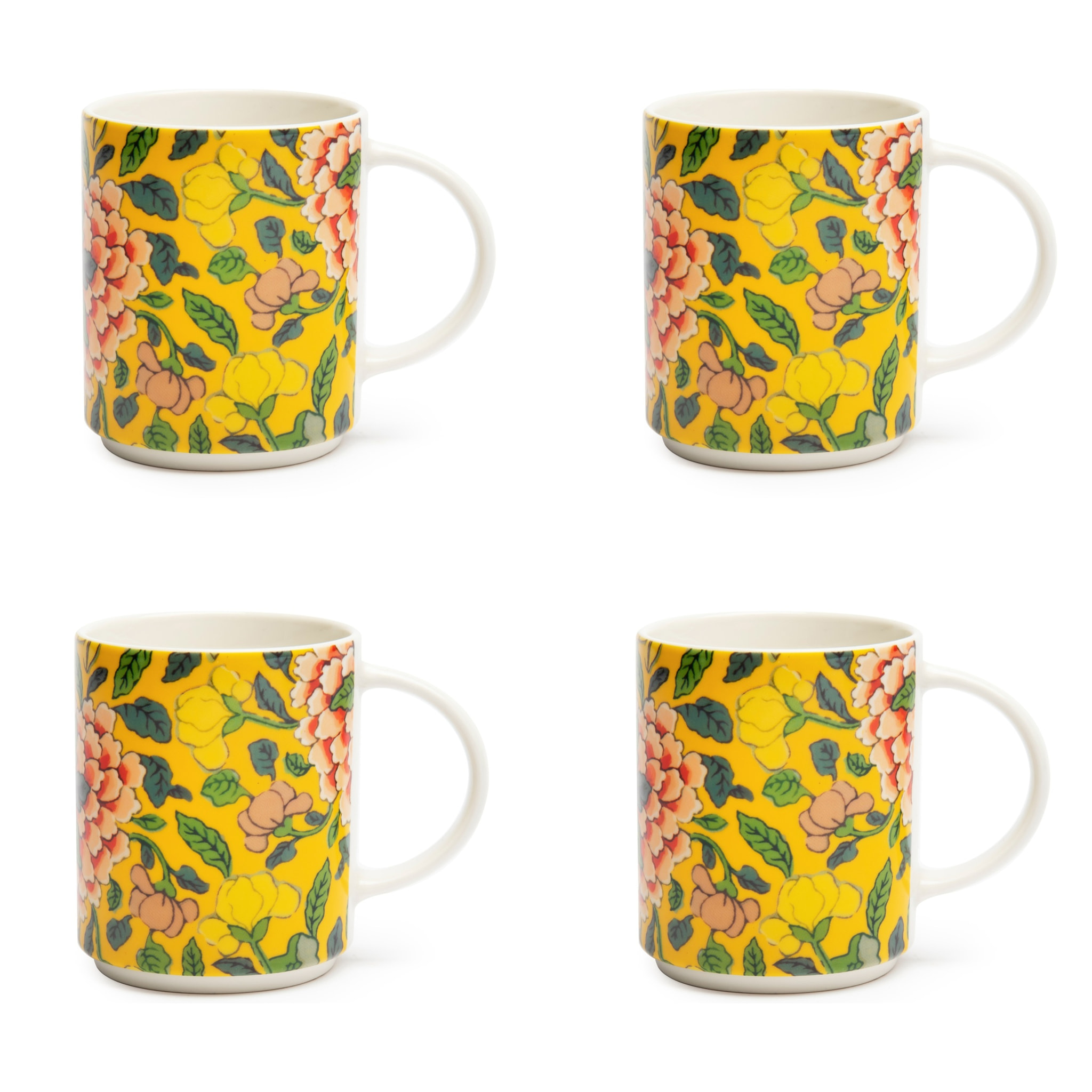 Set de 4 Mugs Excelsa – La Via Della Seta, New Bone China Multicolore