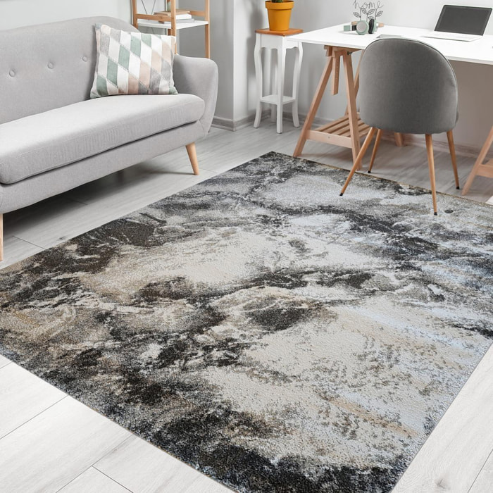 tapis moderne gris et taupe aux motifs abstraits