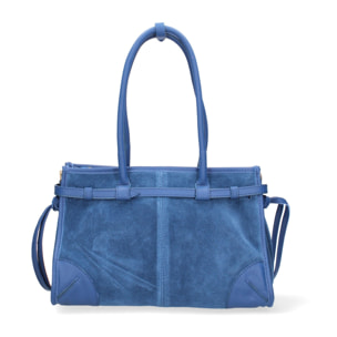 Borsa a spalla da donna Made in Italy - Modello Novara Ultra - Pelle scamosciata - 31.5 x 20.0 x 14.0 cm