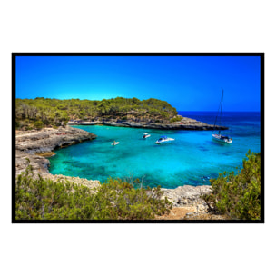 Affiche encadrée crique méditerranéenne turquoise Affiche + cadre en métal - Noir