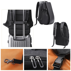 DAM Mochila multi compartimento con capa impermeable. Toma USB externa. Laptop 17'' + Tablet 9,7''. 31x18x48 Cm. Color: Negro