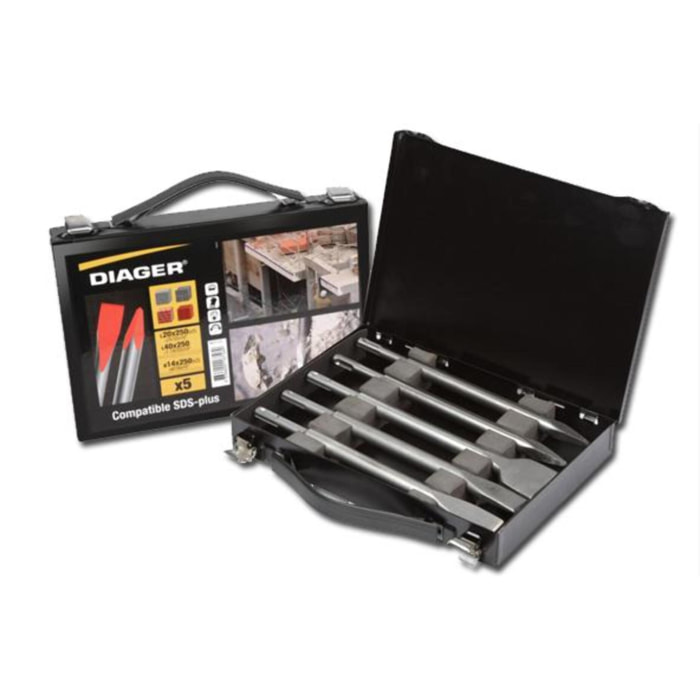 Coffret pic et burin SDS Plus DIAGER - 5 pièces - 111C