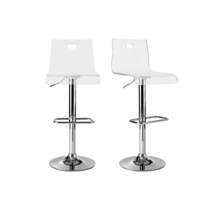 Tabouret de bar design en plexiglas transparent (lot de 2) SATURNE