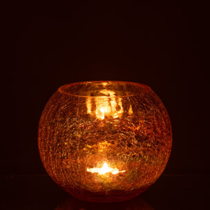 J-Line photophore Boule Craquele - verre - ambre - large