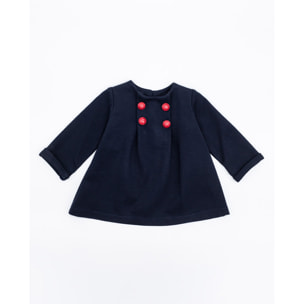 VESTIDO MINI PUNTO ROMA NAVY BOTONES METAL ROJO