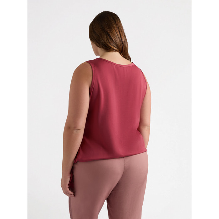 Fiorella Rubino - Top de raso con nudo - Burgundy