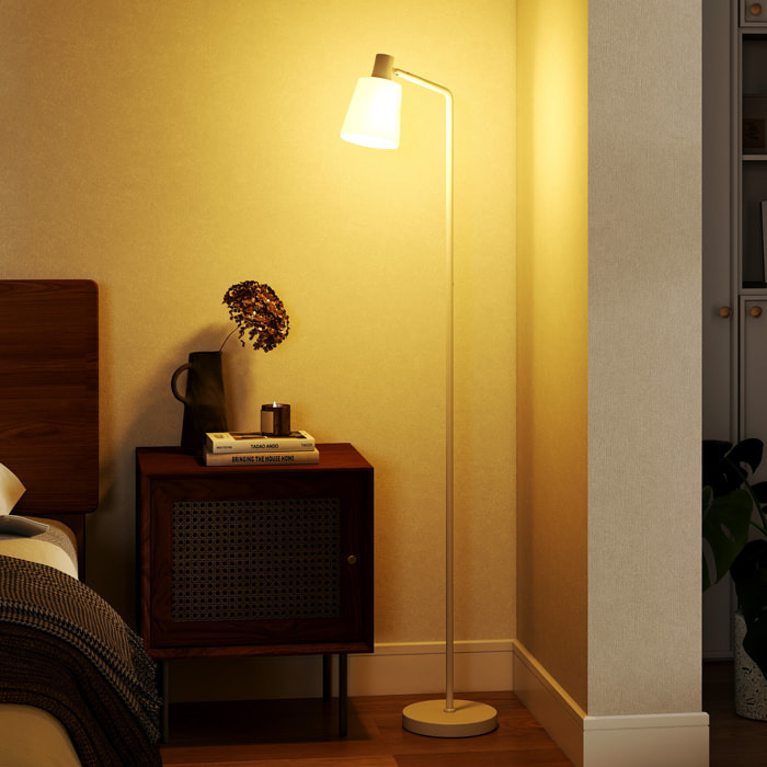 Lámpara de Pie LED Regulable, Lámpara de Pie Salón Moderna con Pantalla Giratoria 350°, 3 Temperaturas de Color 3000K/4000K/6500K y Bombilla E27, para Dormitorio, Oficina, Blanco