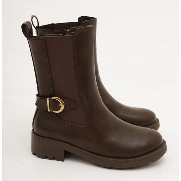 STIVALETTO ELASTICI FIBBIA MARRONE