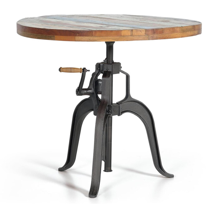 Mesa auxiliar elevable - madera de mango reciclada y hierro - 90x90x75 - 100cm