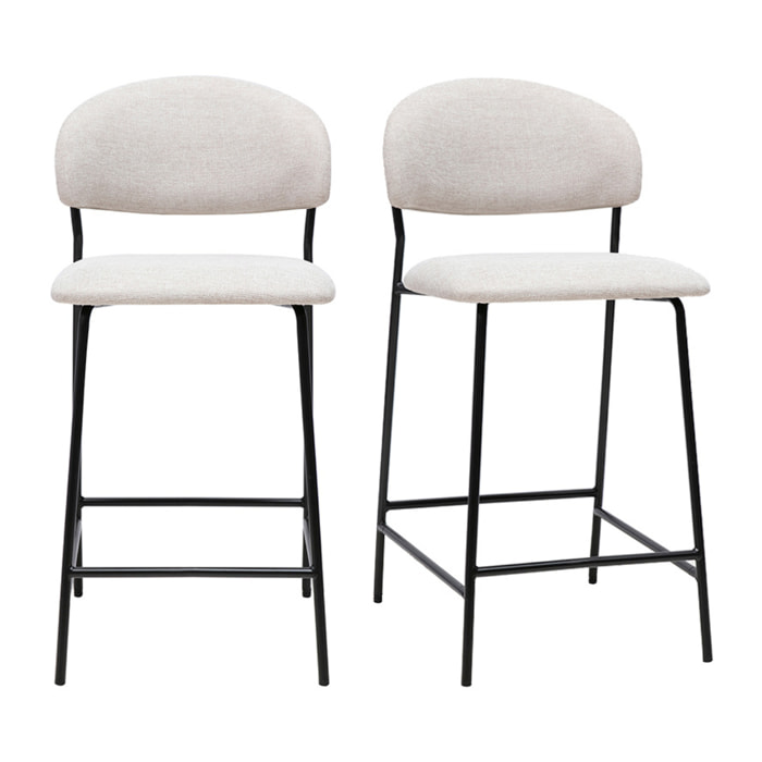 Tabourets de bar en tissu effet velours texturé beige H64 cm (lot de 2) BENTA