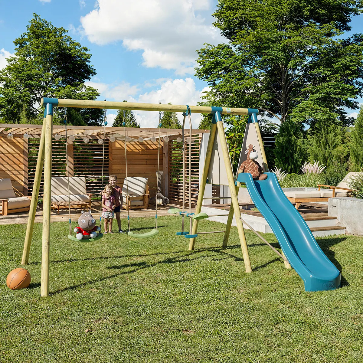 Portique bois 2,30 m Topwood ZAKI - 6 enfants