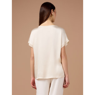 Oltre - Blusa con inserto transparente - Blanco