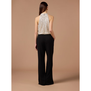 Oltre - Mono bimaterial con top de lentejuelas - Negro