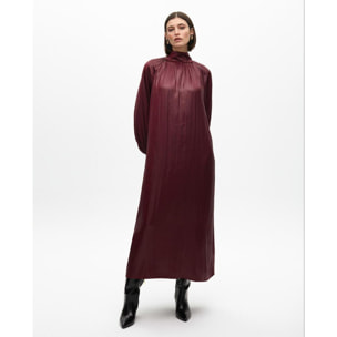 Vestito collo alto con cintura effetto cerato