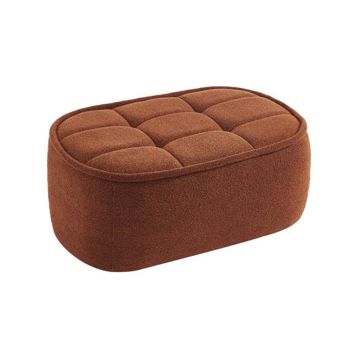 Pouf. repose-pieds pour chauffeuse 1 place Boni bouclette texturée terracotta L 91 x P 63 x H 40cm - Boni