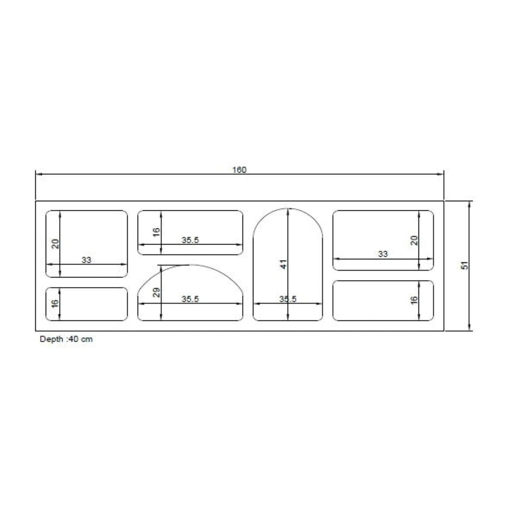 Credenza Dgargiul, Buffet da soggiorno, Madia da salotto, Dispensa da cucina, 160x38h51 cm, Bianco