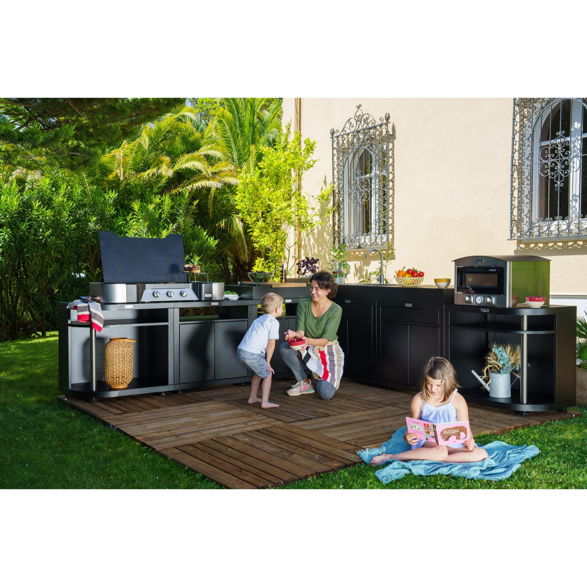 MEUBLE CUISSON ARRONDI DROITE, 80X55 CM NOIR - LE MARQUIER