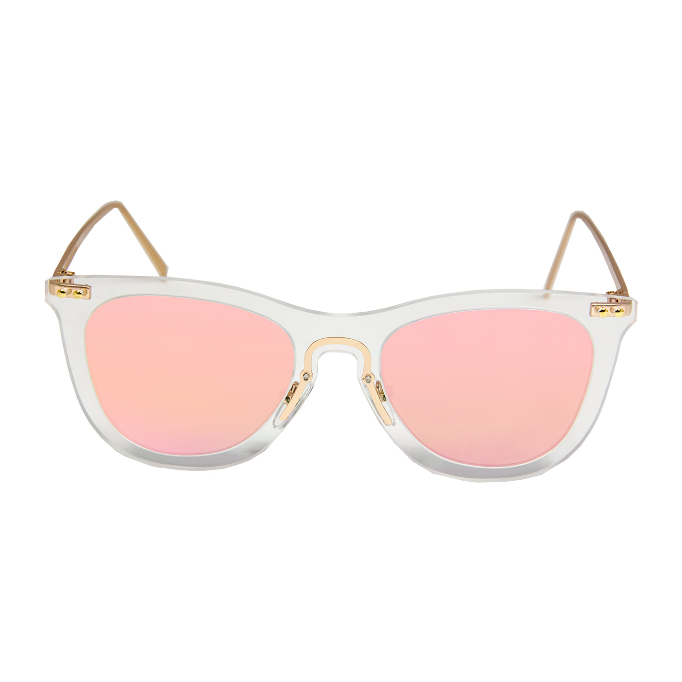 Gafas de sol OCEAN GENOVA - Blanco transparente / Espejada rosa y patillas de metal dorado mate