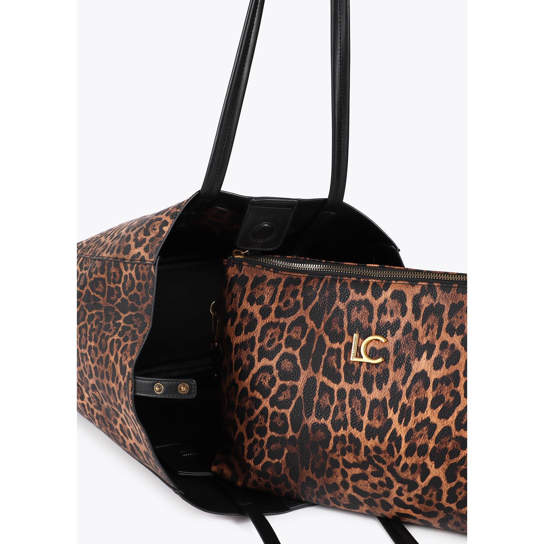 Borsa shopper stampa leopardo con logo LC