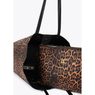 Borsa shopper stampa leopardo con logo LC