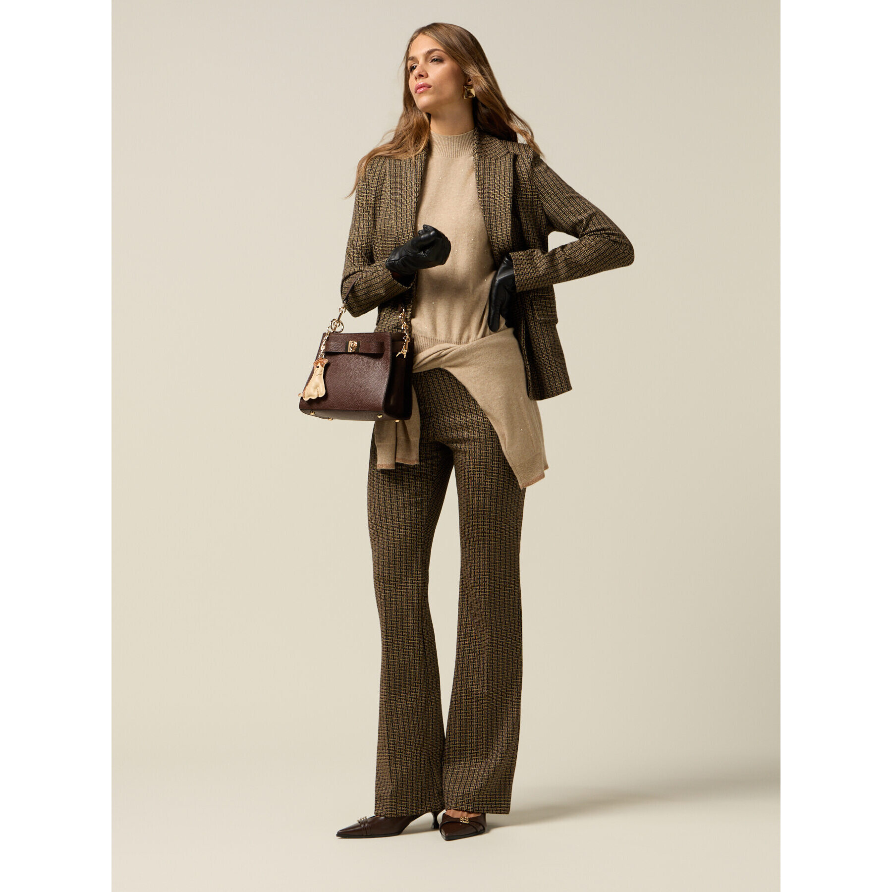 Oltre - Blazer realizzato in punto milano fantasia - Oro