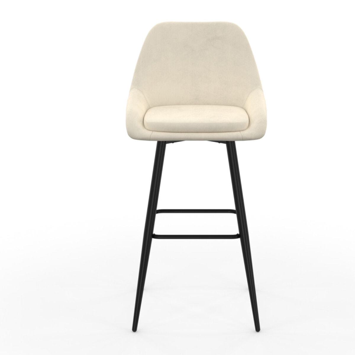 Tabourets de bar Olivia assise velours et pieds métal - Crème