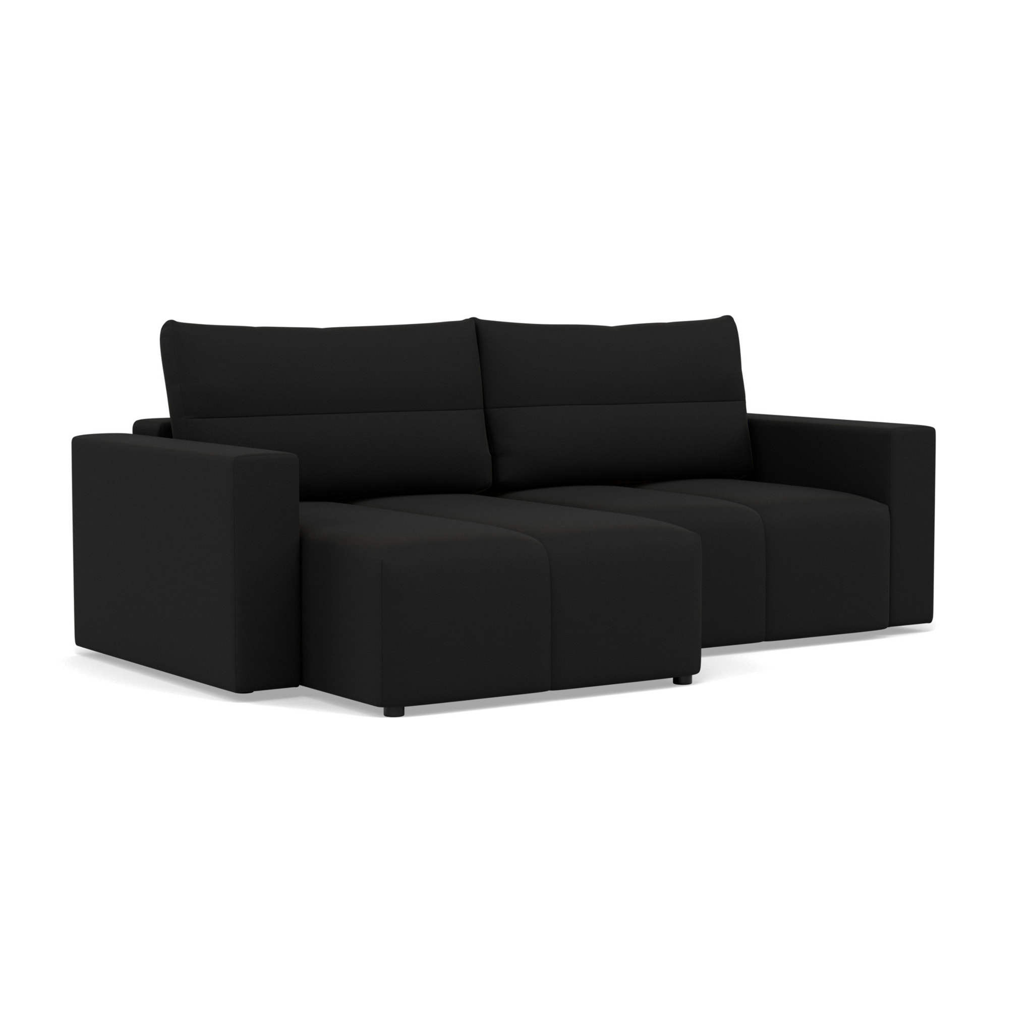 Daryl - canapé d'angle réversible 4 places convertible avec coffre en tissu texturé - Noir