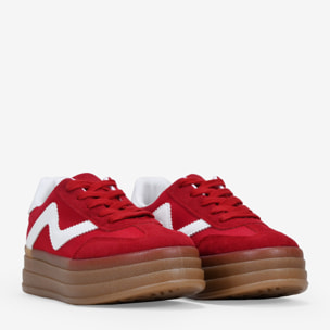 Zapatillas con plataforma rojas con cordones